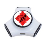 Bee Logo Honeycomb Red Wasp Honey 3-Port USB Hub Front