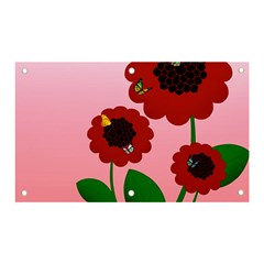 Flowers Butterflies Red Flowers Banner And Sign 5  X 3  by Sarkoni