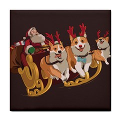 Christmas Santa Claus Dog Sled Tile Coaster by Sarkoni