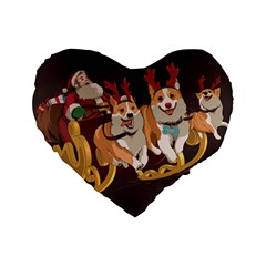 Christmas Santa Claus Dog Sled Standard 16  Premium Heart Shape Cushions by Sarkoni