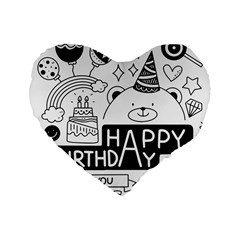 Happy Birthday Celebration Party Standard 16  Premium Heart Shape Cushions by Sarkoni