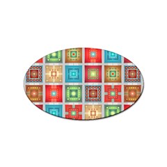 Tiles Pattern Background Colorful Sticker (oval) by Amaryn4rt