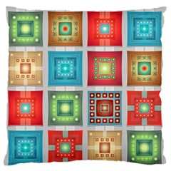 Tiles Pattern Background Colorful Large Premium Plush Fleece Cushion Case (one Side) by Amaryn4rt