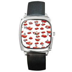 Summer Watermelon Pattern Square Metal Watch by Dutashop