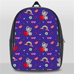 Rabbit Hearts Texture Seamless Pattern School Bag (Large) Front