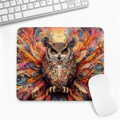 Drawing Olw Bird Large Mousepad by Ravend