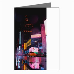 Roadway Surrounded Building During Nighttime Greeting Cards (pkg Of 8) by Modalart