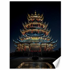 Blue Yellow And Green Lighted Pagoda Tower Canvas 36  X 48  by Modalart