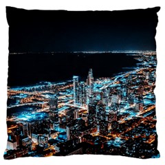 Aerial Photography Of Lighted High Rise Buildings Standard Premium Plush Fleece Cushion Case (two Sides) by Modalart