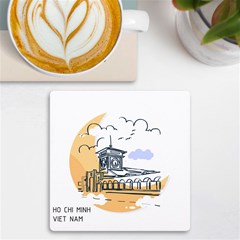 Poster Map Flag Lotus Boat Uv Print Square Tile Coaster  by Grandong