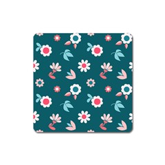 Cute Flowers Seamless Model Spring Square Magnet by Grandong