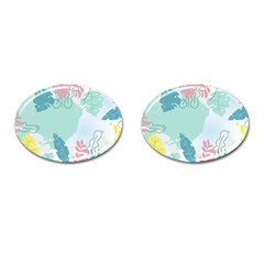 Plants Leaves Border Frame Cufflinks (oval) by Grandong