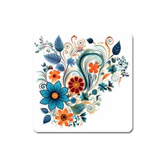 Flowers Scrapbook Decorate Square Magnet by Grandong