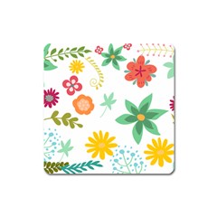 Flowers Leaves Background Floral Square Magnet by Grandong