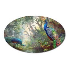 Peafowl Peacock Bird Birds Painting Art Wildlife Oval Magnet by Sarkoni