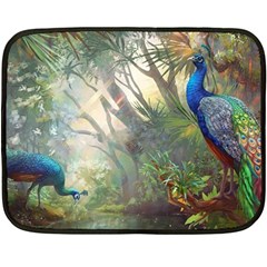 Peafowl Peacock Bird Birds Painting Art Wildlife Fleece Blanket (mini) by Sarkoni