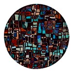 Stained Glass Mosaic Abstract Round Glass Fridge Magnet (4 pack) Front