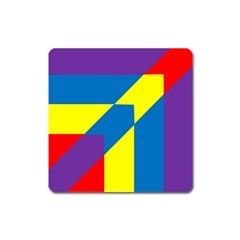 Colorful Red Yellow Blue Purple Square Magnet by Grandong