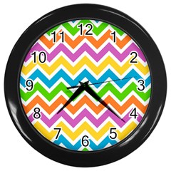 Chevron Pattern Design Texture Wall Clock (black) by Apen