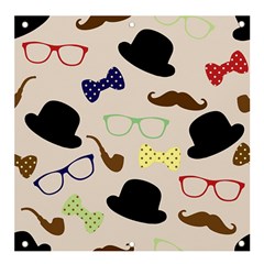 Moustache Hat Bowler Bowler Hat Banner And Sign 4  X 4  by Apen