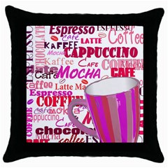 Coffee Cup Lettering Coffee Cup Throw Pillow Case (black) by Amaryn4rt