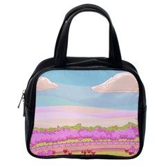 Pink And White Forest Illustration Adventure Time Cartoon Classic Handbag (one Side) by Sarkoni