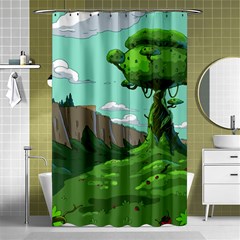 Adventure Time Cartoon Green Color Nature  Sky Shower Curtain 48  X 72  (small)  by Sarkoni