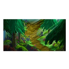 Green Pine Trees Wallpaper Adventure Time Cartoon Green Color Satin Shawl 45  X 80  by Sarkoni