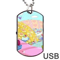 Pillows And Vegetable Field Illustration Adventure Time Cartoon Dog Tag Usb Flash (one Side) by Sarkoni