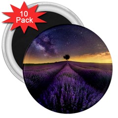 Bed Of Purple Petaled Flowers Photography Landscape Nature 3  Magnets (10 Pack)  by Sarkoni