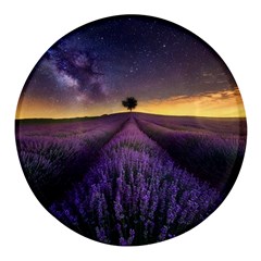 Bed Of Purple Petaled Flowers Photography Landscape Nature Round Glass Fridge Magnet (4 Pack) by Sarkoni