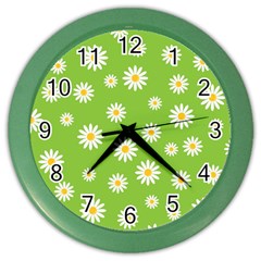 Daisy Flowers Floral Wallpaper Color Wall Clock by Apen