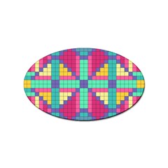 Checkerboard Squares Abstract Texture Patterns Sticker (oval) by Apen