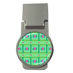 Checkerboard Squares Abstract Money Clips (Round)  Front