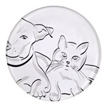 Dog Cat Domestic Animal Silhouette Round Glass Fridge Magnet (4 pack) Front