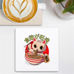 Ramen Cat Noodles Cute Japanes Uv Print Square Tile Coaster  by Modalart