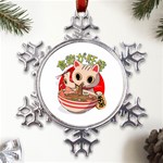 Ramen Cat Noodles Cute Japanes Metal Large Snowflake Ornament Front