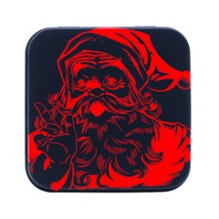 Santa Claus Red Christmas Square Metal Box (black) by Modalart