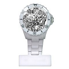 Roses Bouquet Flowers Sketch Plastic Nurses Watch by Modalart