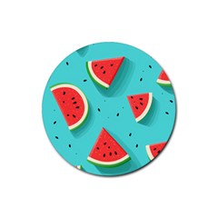 Watermelon Fruit Slice Rubber Coaster (round) by Bedest