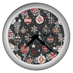 Christmas Decoration Winter Xmas Wall Clock (silver) by Ravend