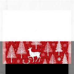 Christmas Tree Deer Pattern Red Rectangular Jigsaw Puzzl by Ravend