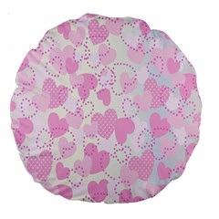 Valentine Background Hearts Bokeh Large 18  Premium Round Cushions by Ravend