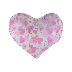 Valentine Background Hearts Bokeh Standard 16  Premium Heart Shape Cushions by Ravend