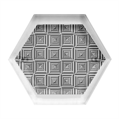 Pattern Op Art Black White Grey Hexagon Wood Jewelry Box by Ravend