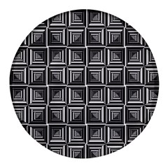 Pattern Op Art Black White Grey Round Glass Fridge Magnet (4 Pack) by Ravend