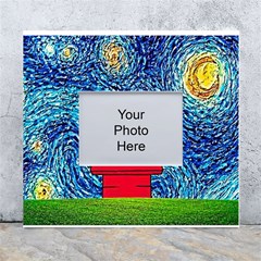 Cartoon Dog Starry Night Van Gogh Parody White Wall Photo Frame 5  X 7  by Modalart