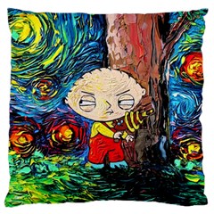 Cartoon Starry Night Vincent Van Gogh Large Premium Plush Fleece Cushion Case (one Side) by Modalart