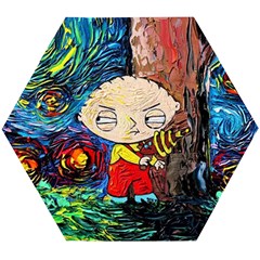 Cartoon Starry Night Vincent Van Gogh Wooden Puzzle Hexagon by Modalart