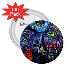 Castle Hogwarts Starry Night Print Van Gogh Parody 2 25  Buttons (100 Pack)  by Modalart